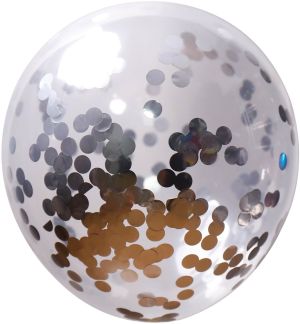 12" Clear Round Confetti Silver (50pcs) Celetex