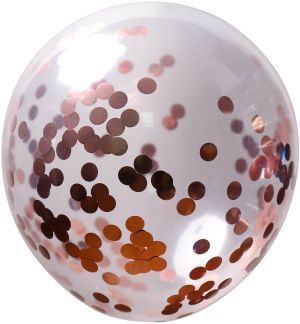 12" Clear Round Confetti Champagne Gold (50pcs)