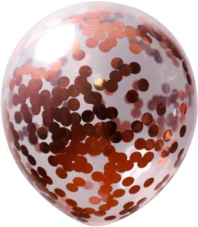 12" Clear Round Confetti Rose Gold (50pcs)