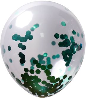 12" Clear Round Confetti Green (50pcs)
