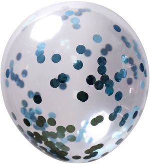 12" Clear Round Confetti Light Blue (50pcs)