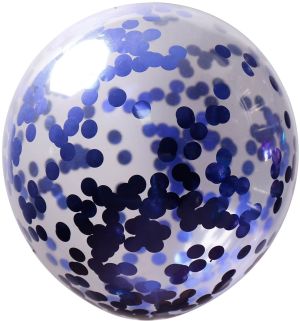 12" Clear Round Confetti Blue (50pcs)