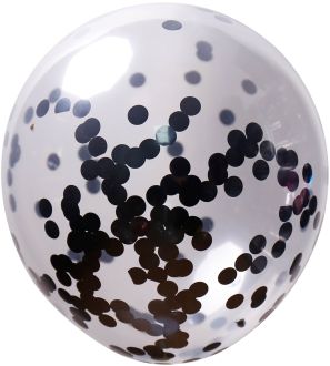 12" Clear Round Confetti Black (50pcs)