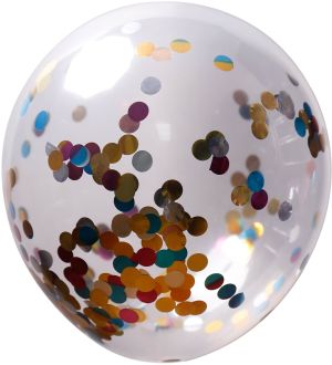 12" Clear Round Confetti Rainbow (50pcs)
