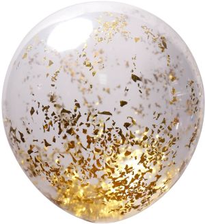 12" Clear Glitter Confetti Gold (50pcs)