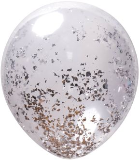 12" Clear Glitter Confetti Silver (50pcs)