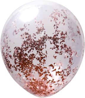12" Clear Glitter Confetti Rose Gold (50pcs)