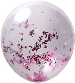 12" Clear Glitter Confetti Fuchsia (50pcs)