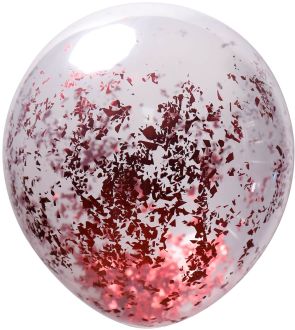 12" Clear Glitter Confetti Red (50pcs)
