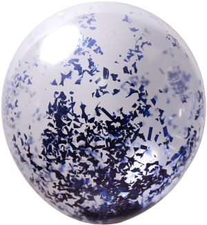 12" Clear Glitter Confetti Blue (50pcs)