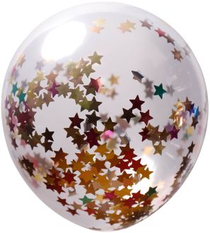 12" Clear Star Confetti Rainbow (50pcs)