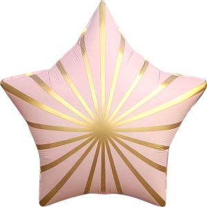 18" Matte Pink Golden Rays Star Balloon