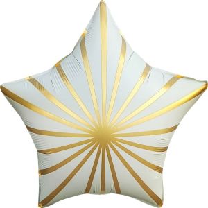 18" Matte White Golden Rays Star Balloon