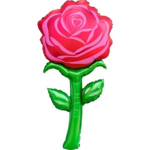 52" Red Rose Stemmed Flower Balloon