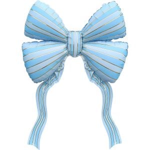 24" Blue with White Stripes Gift Ribbon Bow Balloon