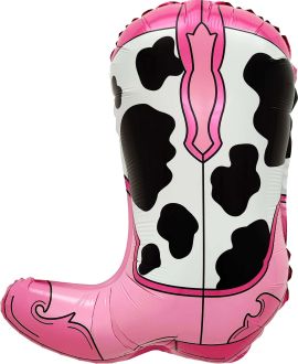 23" Pink Cow Print Cowboy Boot Balloon