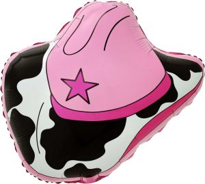 20" Pink Cow Print Cowboy Hat Balloon
