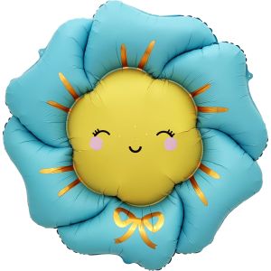 40" Blue Kawaii Flower Balloon