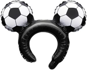 16" Soccer Ball Black Mouse Ears Balloon