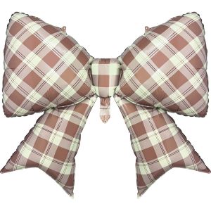 39" Matte Latte Plaid Bow Balloon