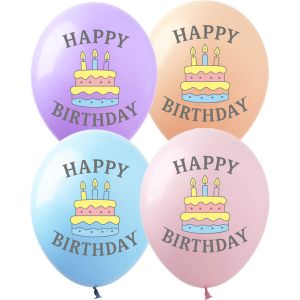 12" Happy Birthday Layered Cake (50pcs) Balloons