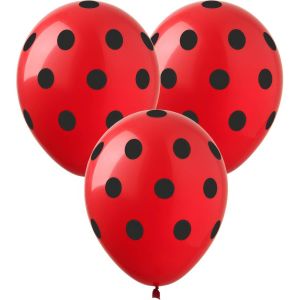05" Red with Black Polka Dots (50pcs) Balloons