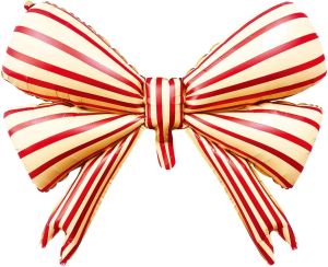 30" Red Striped Yellow Bow Balloon