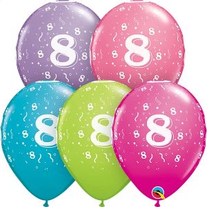 11" Number 8 Confetti Trendy Assortment (50pcs) Balloons