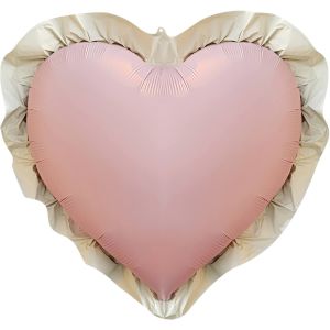 27" Gold Frill Matte Pink Heart Balloon