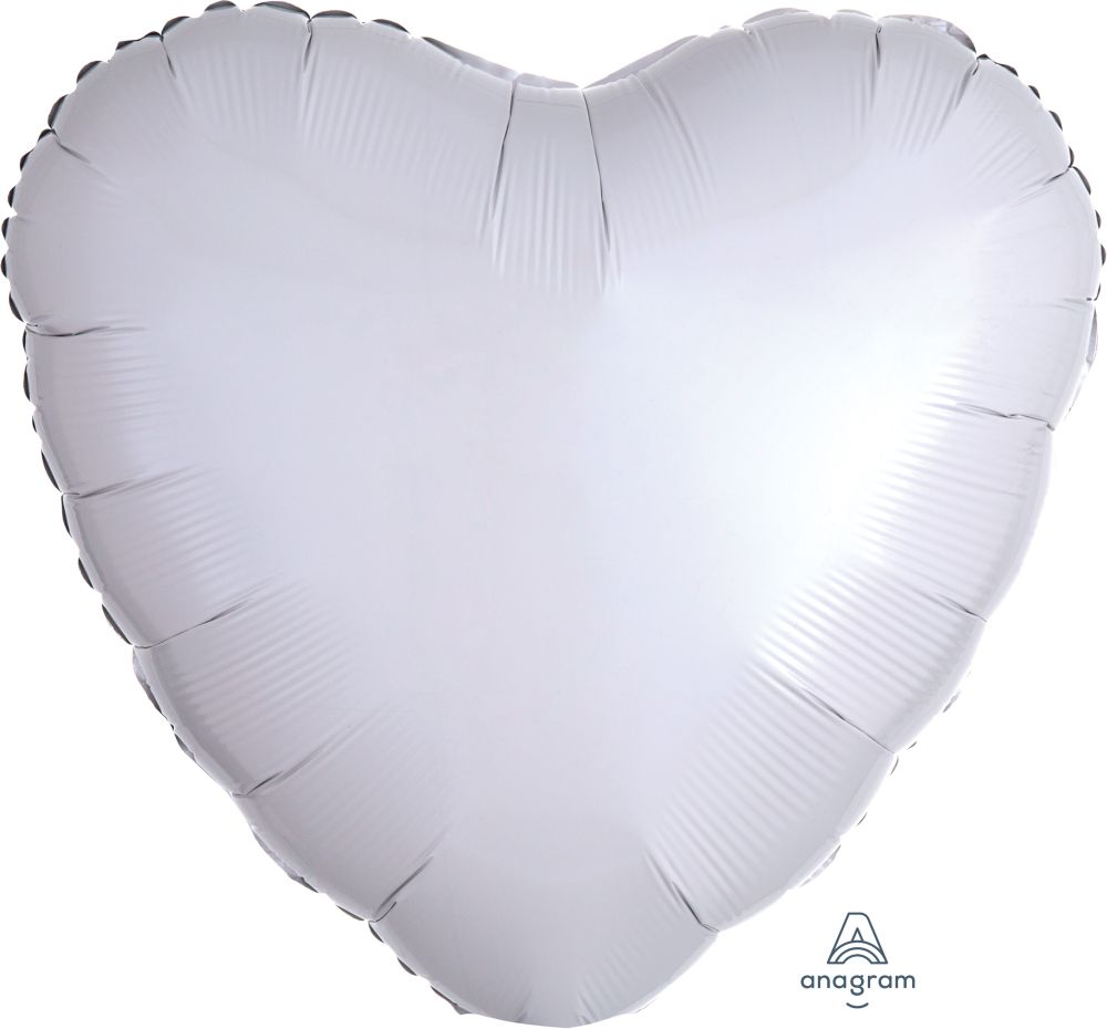 18" Metallic White Heart Balloon