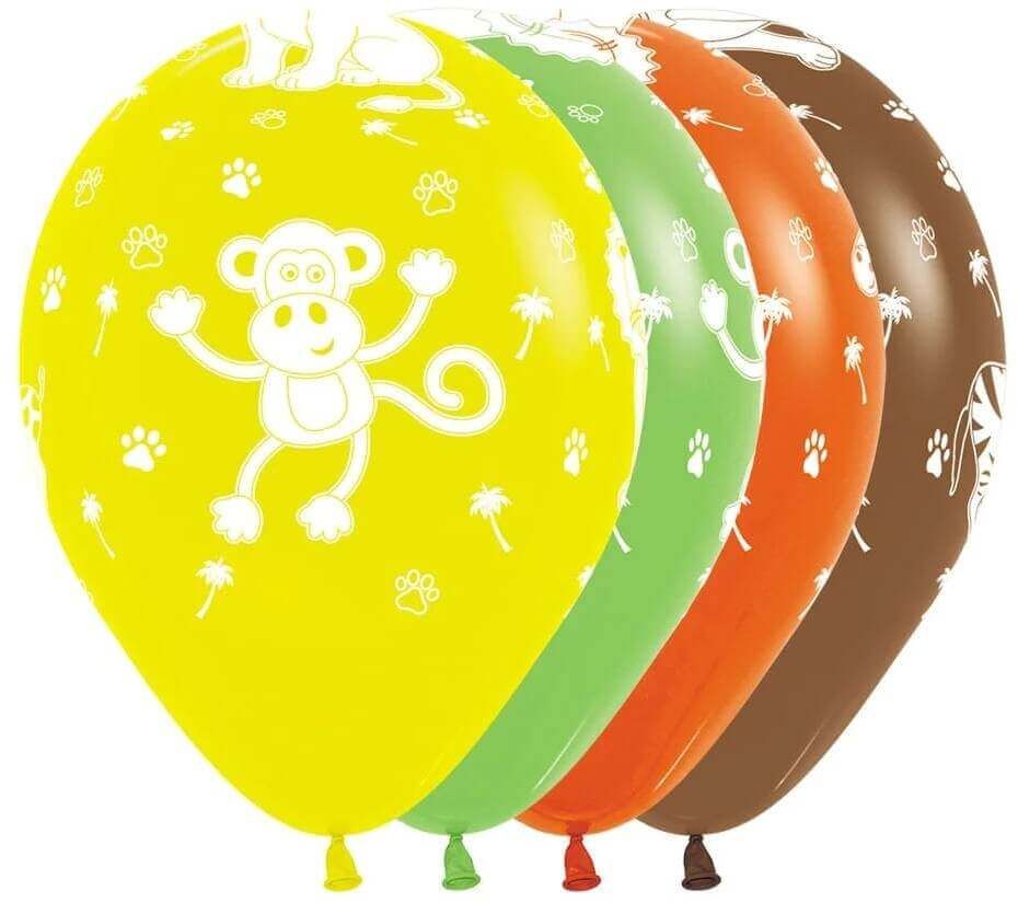 11" Jungle Animals Fashion Assortment (50pcs) Balloons