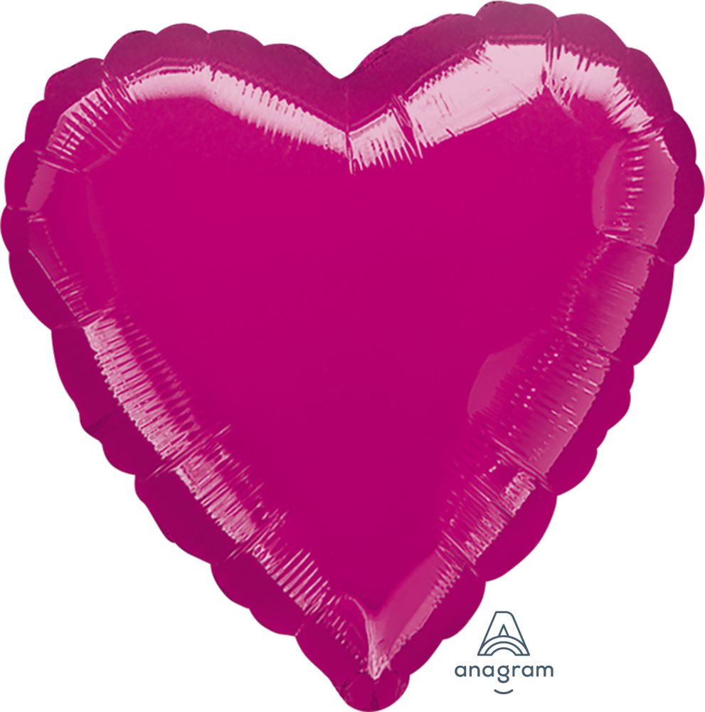 18" Metallic Fuchsia Heart (non-packaged) Balloon