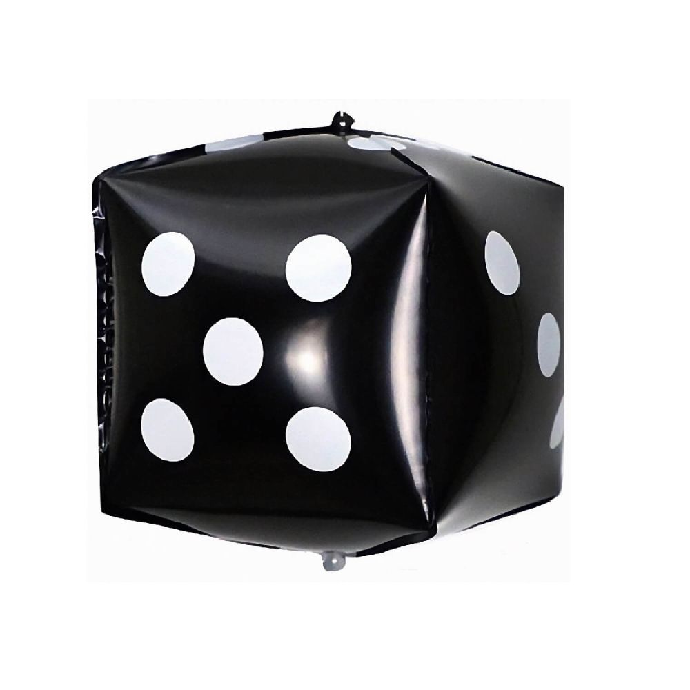 12" 3D Casino Dice Black Balloon