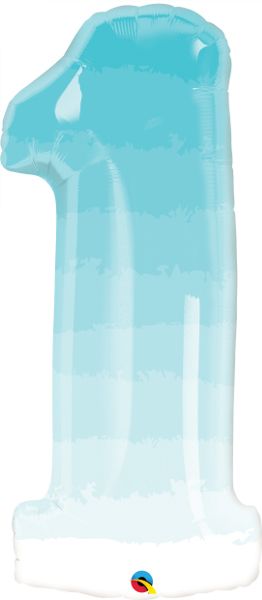 34" Blue Ombre Number 1 Balloon
