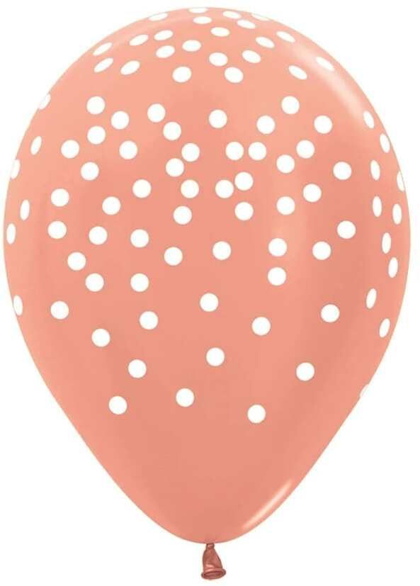 11" White Confetti Metallic Rose Gold (50pcs) Balloons