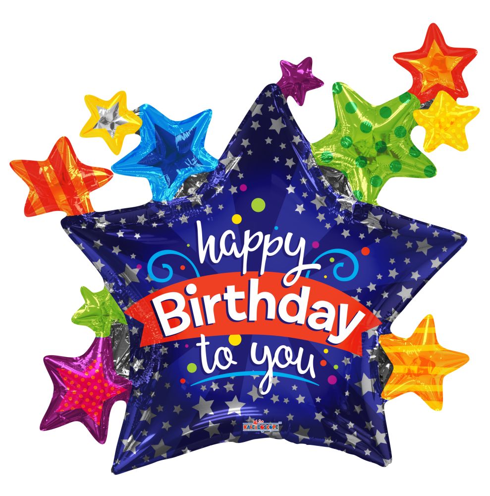 36" Happy Birthday Many Stars Balloon