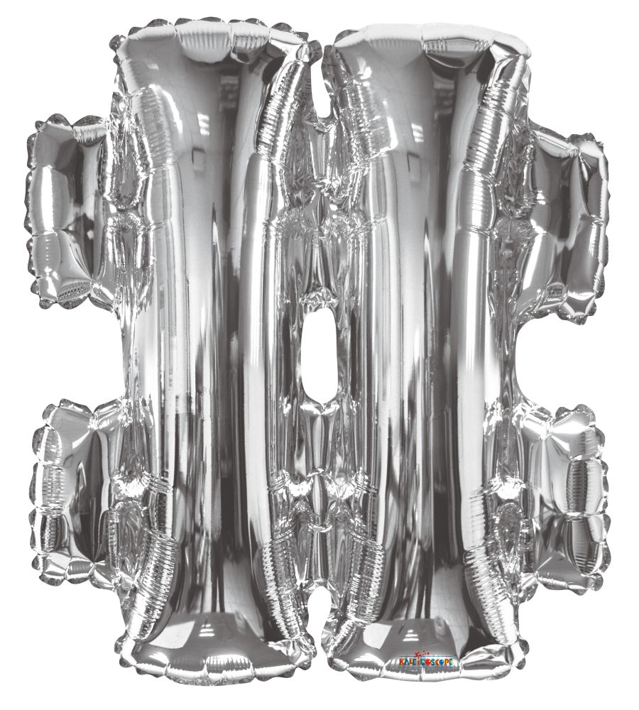 34" Silver Symbol # Hash Balloon