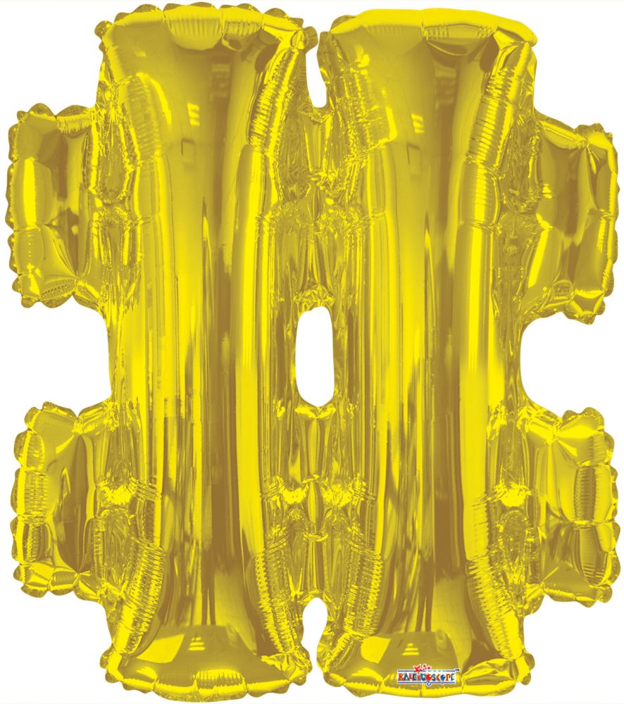 14" Gold Symbol # Hash Balloon