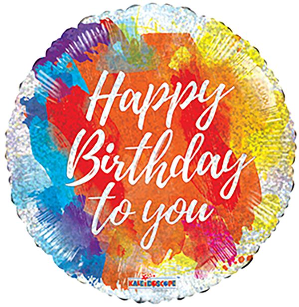 18" Holo Birthday Brushes Balloon
