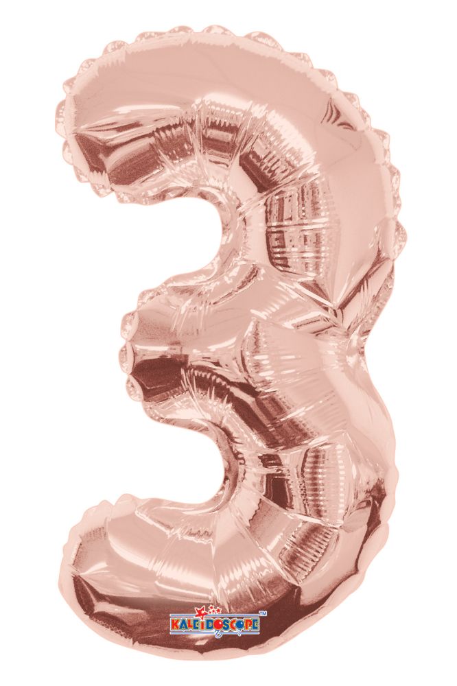 14" Rose Gold Number 3 Balloon