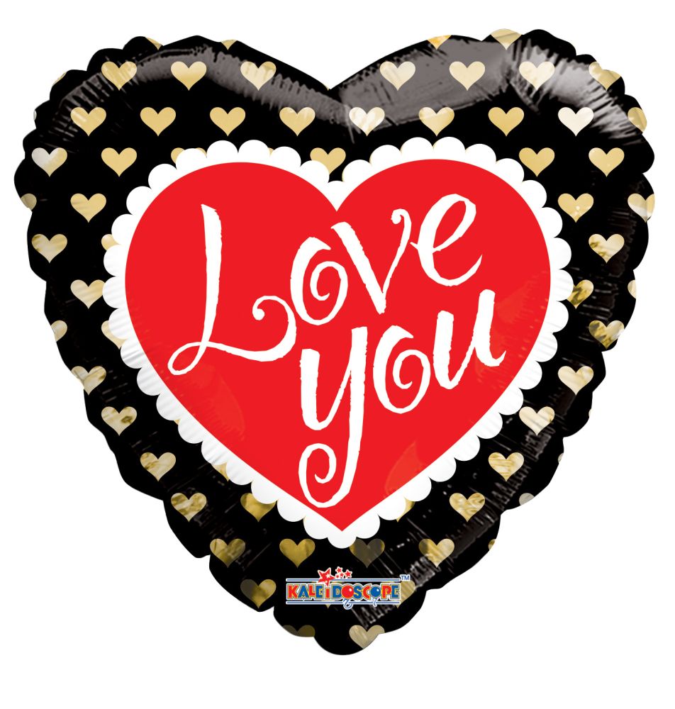 09" Golden Hearts I Love You Balloon