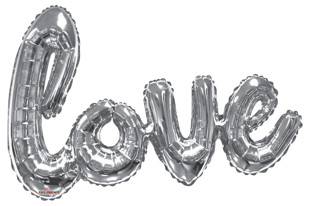 Script Phrase Love Silver Jumbo Balloon