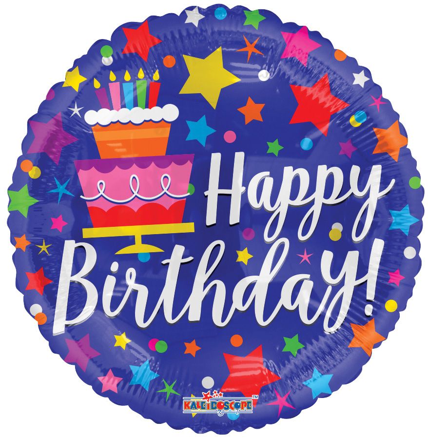 18" Birthday Cake & Stars Balloon