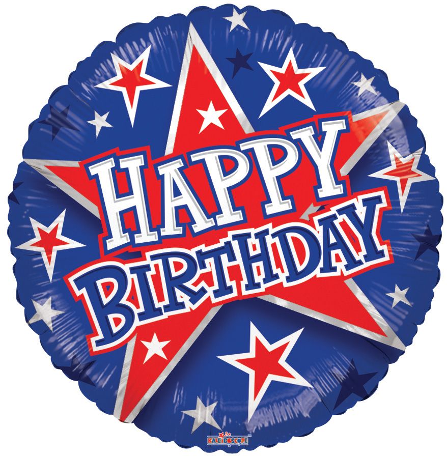 18" Birthday Red & Blue Stars Balloon