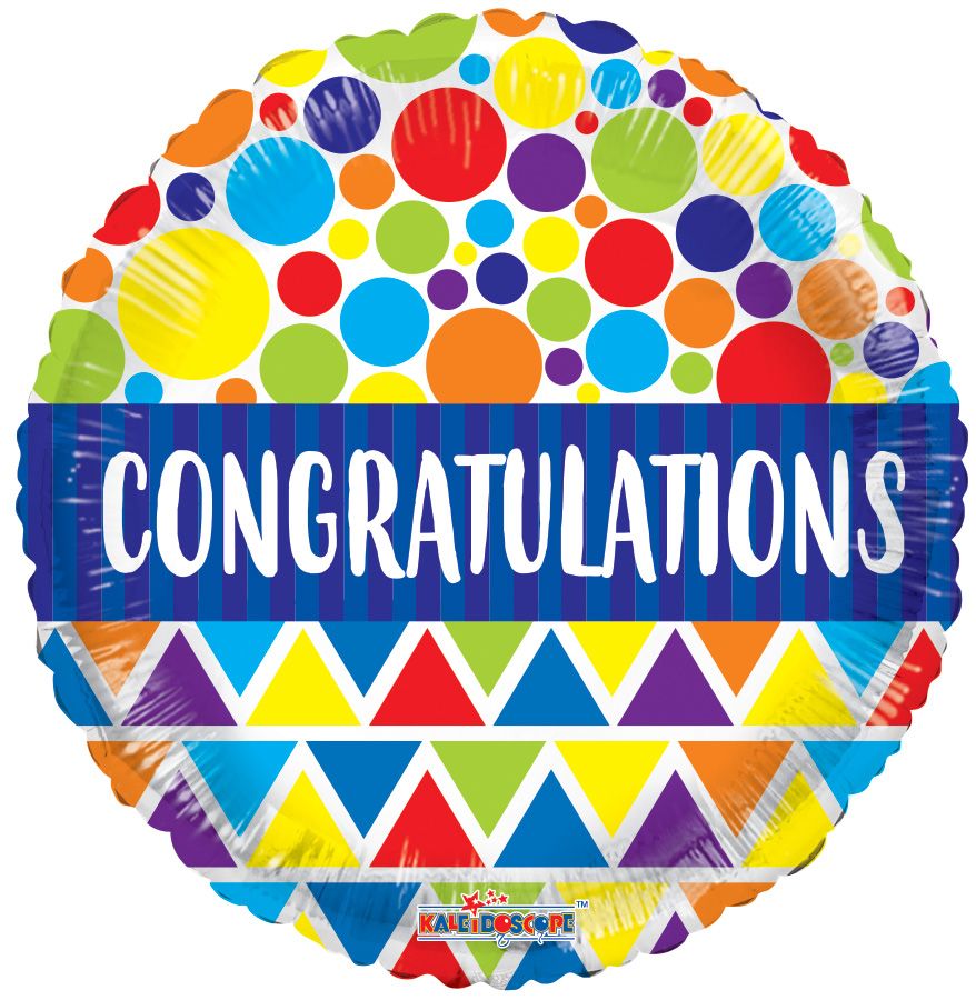 18" Congratulations Dots & Triangles Balloon
