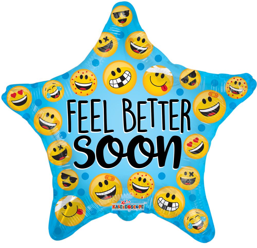 18" Feel Better Many Smilies Balloon