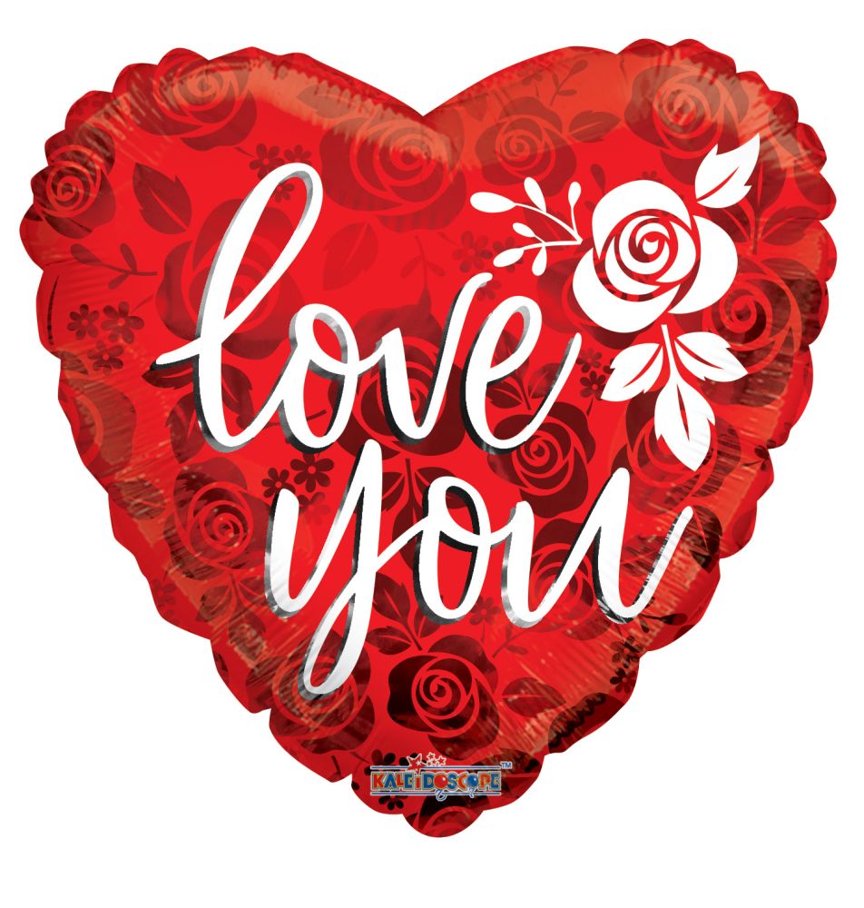 18" Love You Rose Pattern Balloon