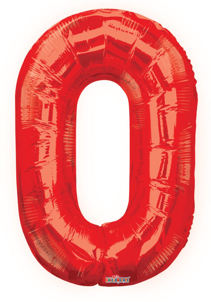 34" Red Shape Number 0 Balloon