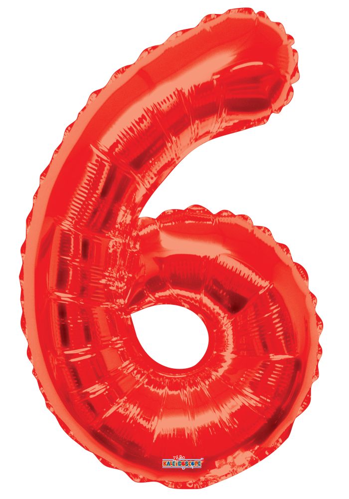 34" Red Shape Number 6 Balloon