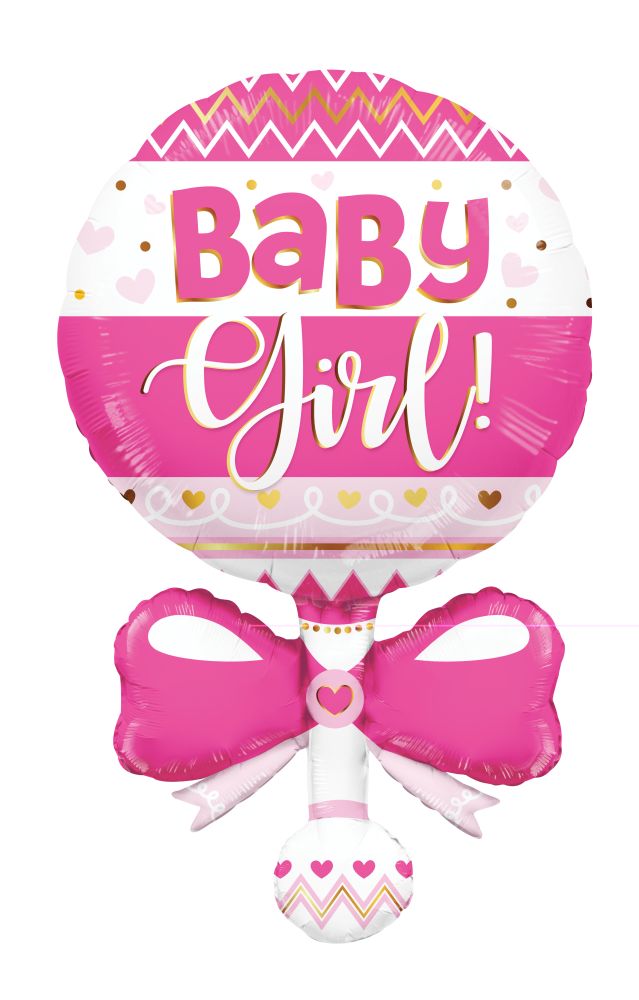 36" Baby Rattle Pink Shape Balloon